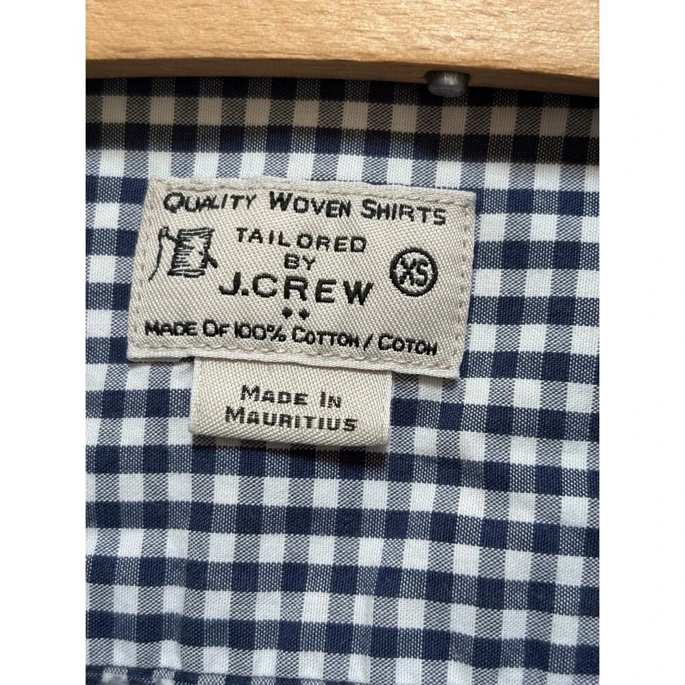 J. Crew 100% Cotton Mens XS Shirt Blue Check Button Up Long Sleeve‎ Preppy